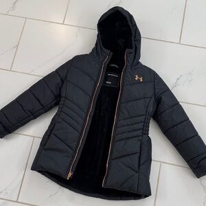 Under Armour Black Puffer Jacket with rose gold Accents